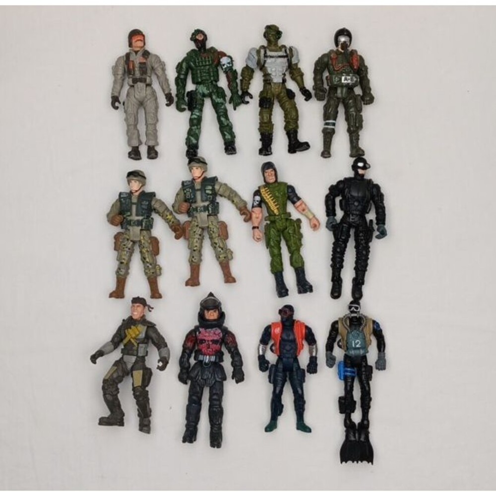 Chap Mei Lanyard Action Figures Lot of 12 Military Soldiers Scuba Diver Ogre